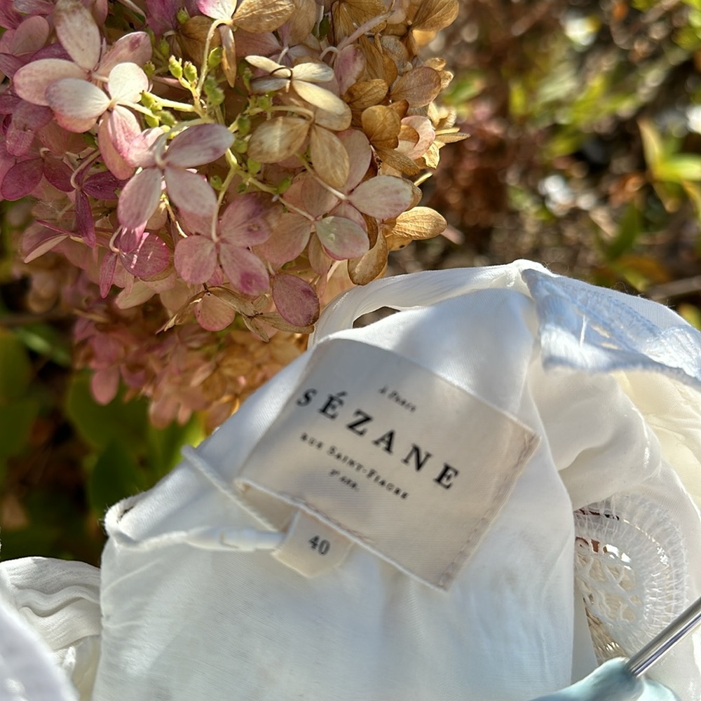 STUNNING Sezane dress 8 white lace wedding bridal shower rehearsal influencer - Picture 4 of 15
